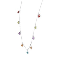 Rachel Koen Collar de cadena con piedras preciosas Oro blanco de 14 quilates