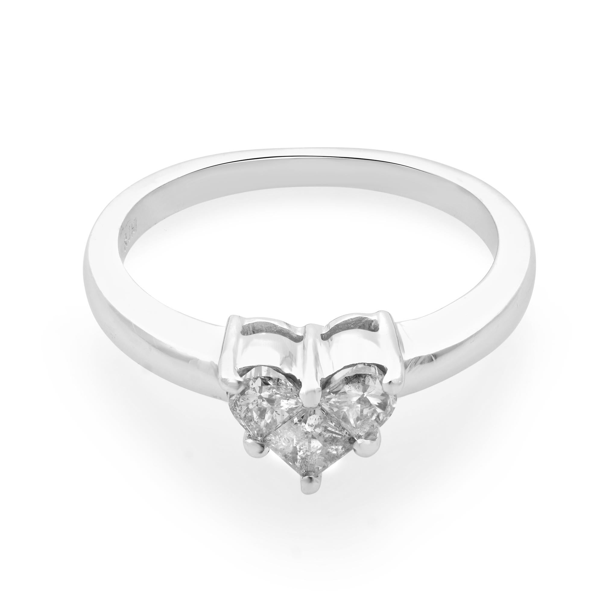 Round Cut Rachel Koen Heart Shaped Diamond Ladies Ring 14K White Gold 0.50Cttw For Sale