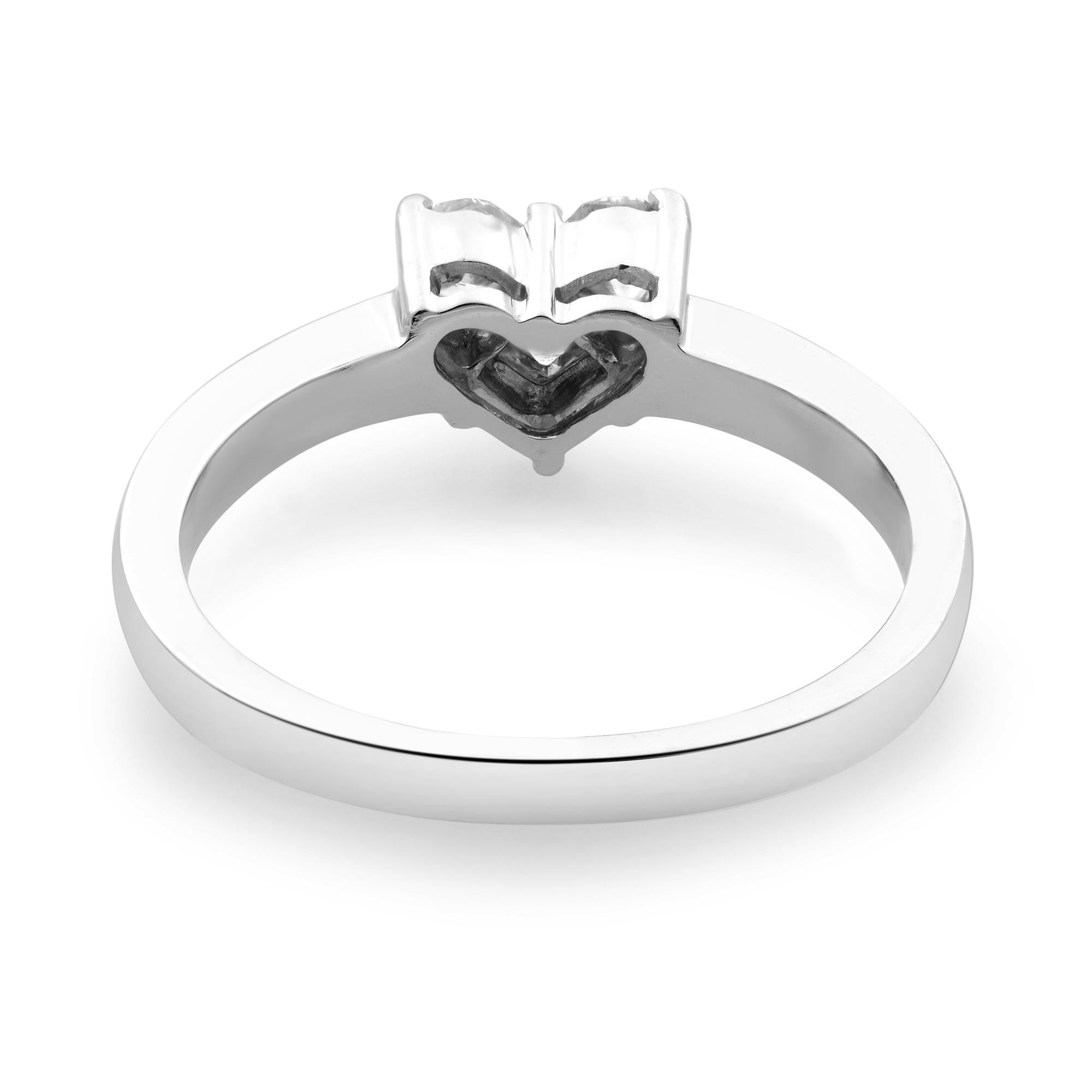 Rachel Koen Heart Shaped Diamond Ladies Ring 14K White Gold 0.50Cttw In Excellent Condition For Sale In New York, NY