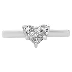 Rachel Koen Heart Shaped Diamond Ladies Ring 14K White Gold 0.50Cttw