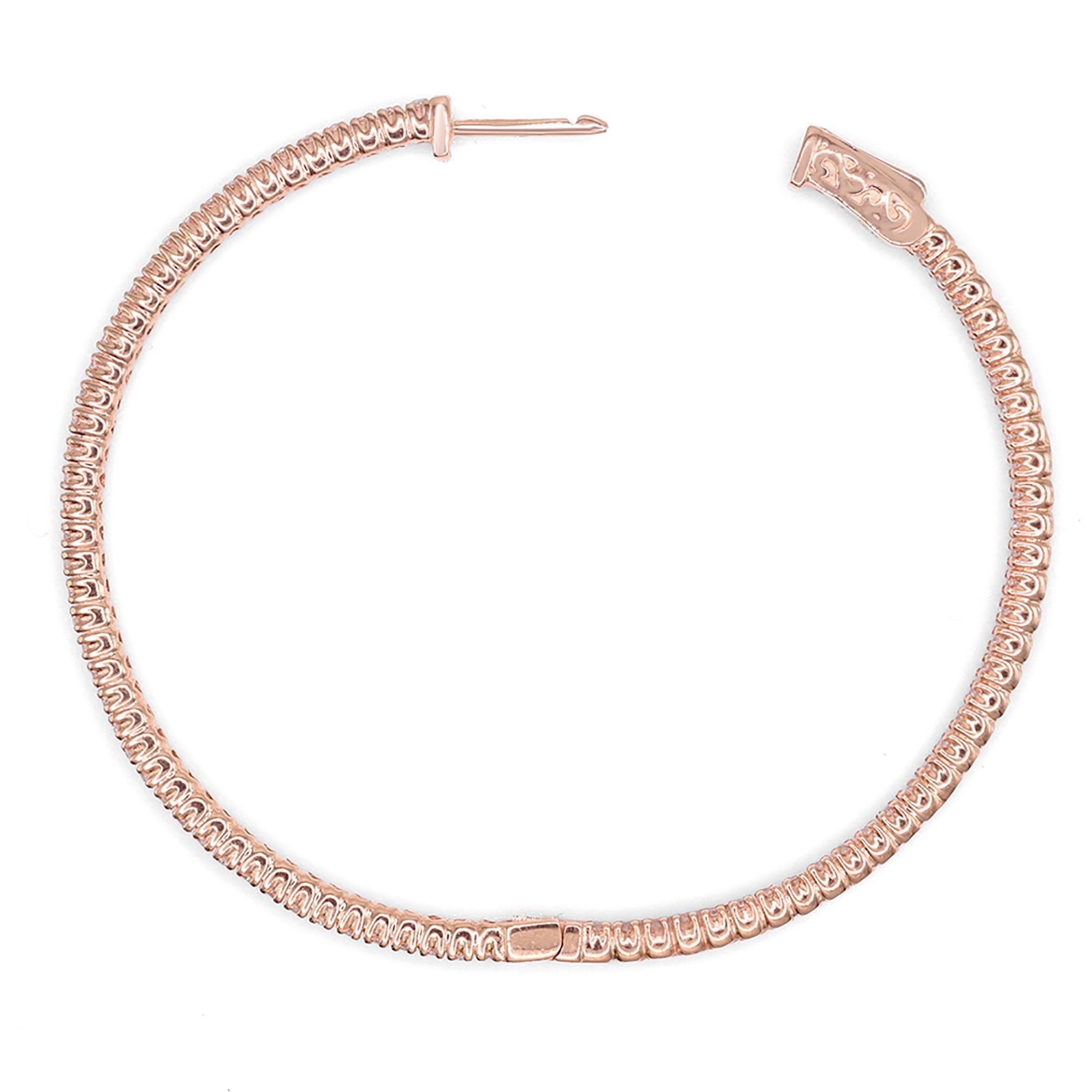 Rachel Koen Inside Out Diamond Hoop Earrings 14K Rose Gold 1.65cttw In New Condition For Sale In New York, NY