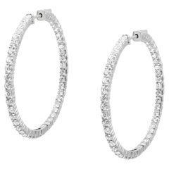 Rachel Koen Inside Out Diamond Hoop Earrings 14K White Gold 5.61cttw