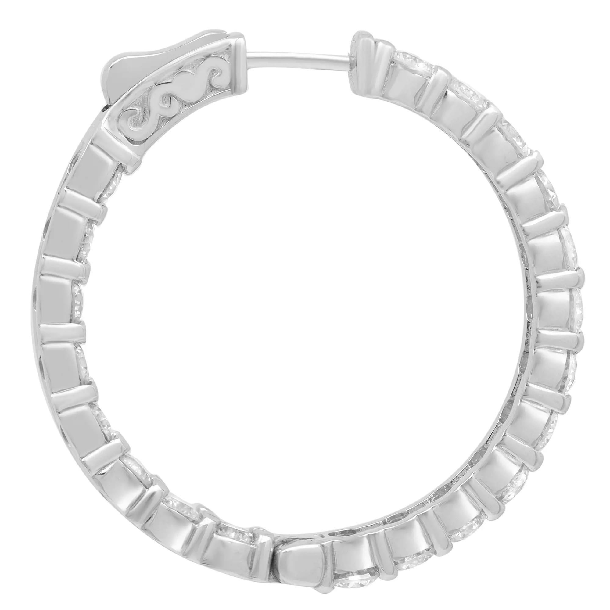 Rachel Koen Diamant-Ohrringe 14K Weißgold 4,91 Gesamtkaratgewicht 1.1 Zoll (Moderne) im Angebot