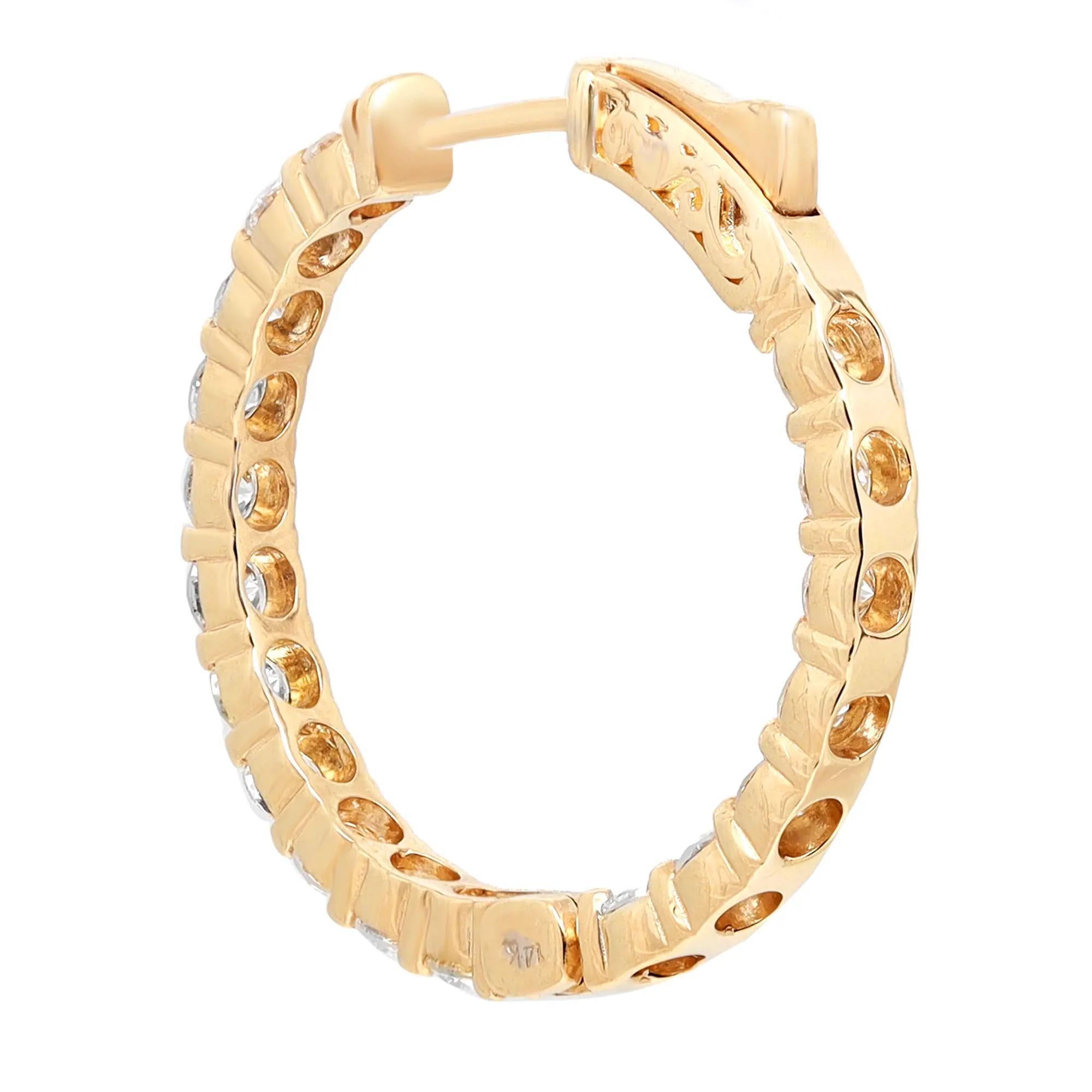 Modern Rachel Koen Inside Out Diamond Hoop Earrings 14K White Gold 4.91Cttw For Sale