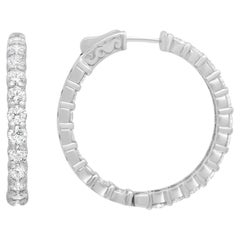 Rachel Koen Inside Out Diamond Hoop Earrings 14K White Gold 4.91Cttw 1.1 pouces