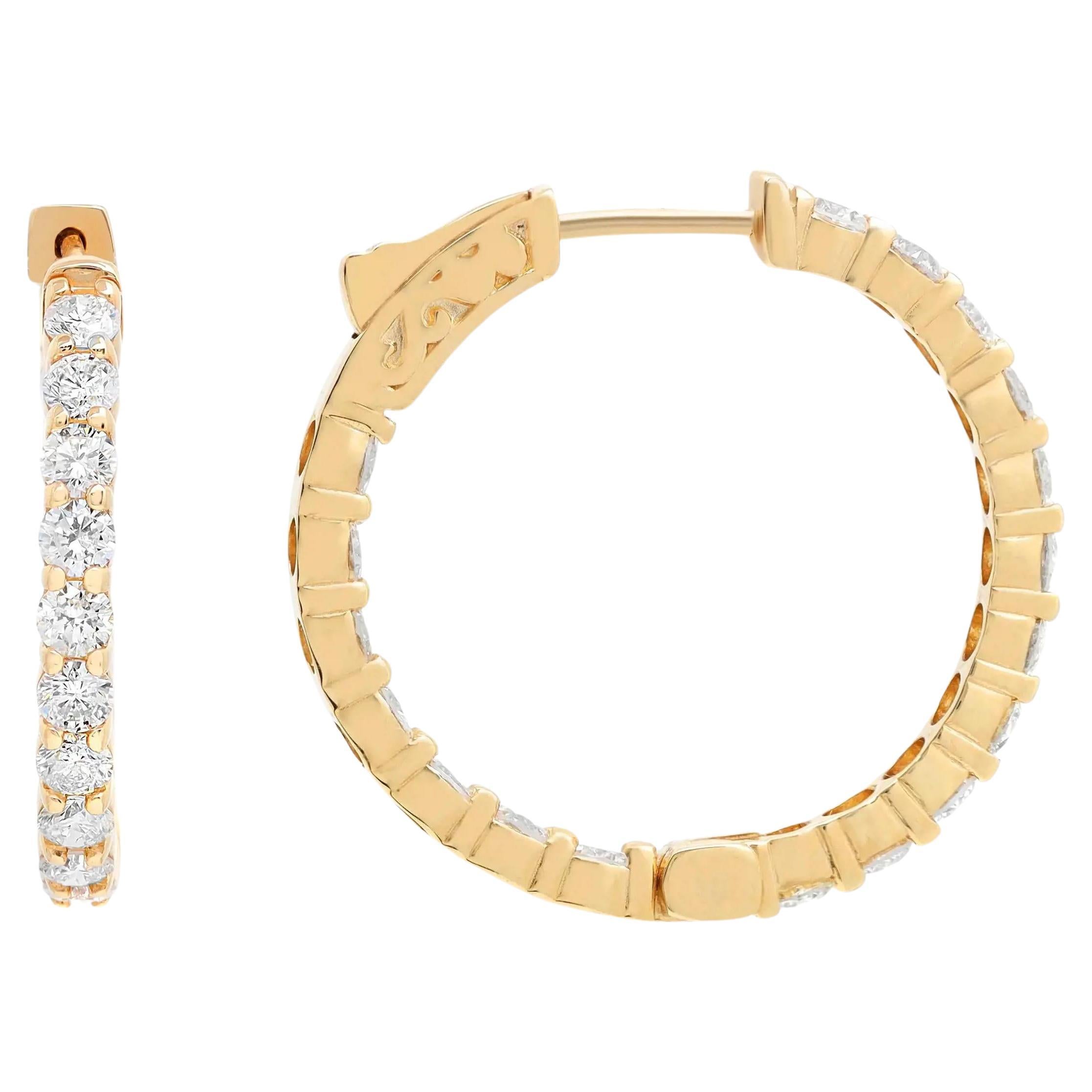 Rachel Koen Inside Out Diamond Hoop Earrings 14K White Gold 4.91Cttw