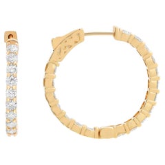 Rachel Koen Inside Out Diamond Hoop Earrings 14K White Gold 4.91Cttw 1.1 pouces