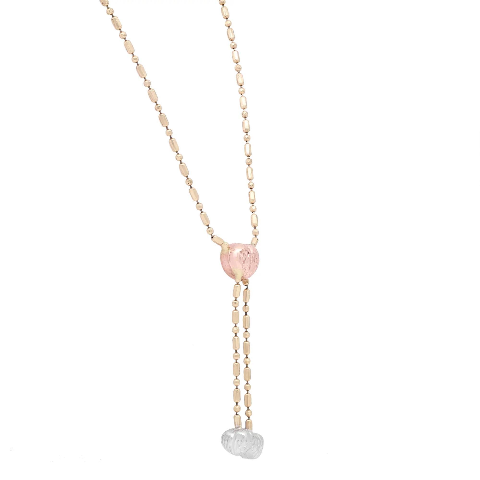 Modern Rachel Koen Lariat Chain Necklace 14k Multicolor For Sale
