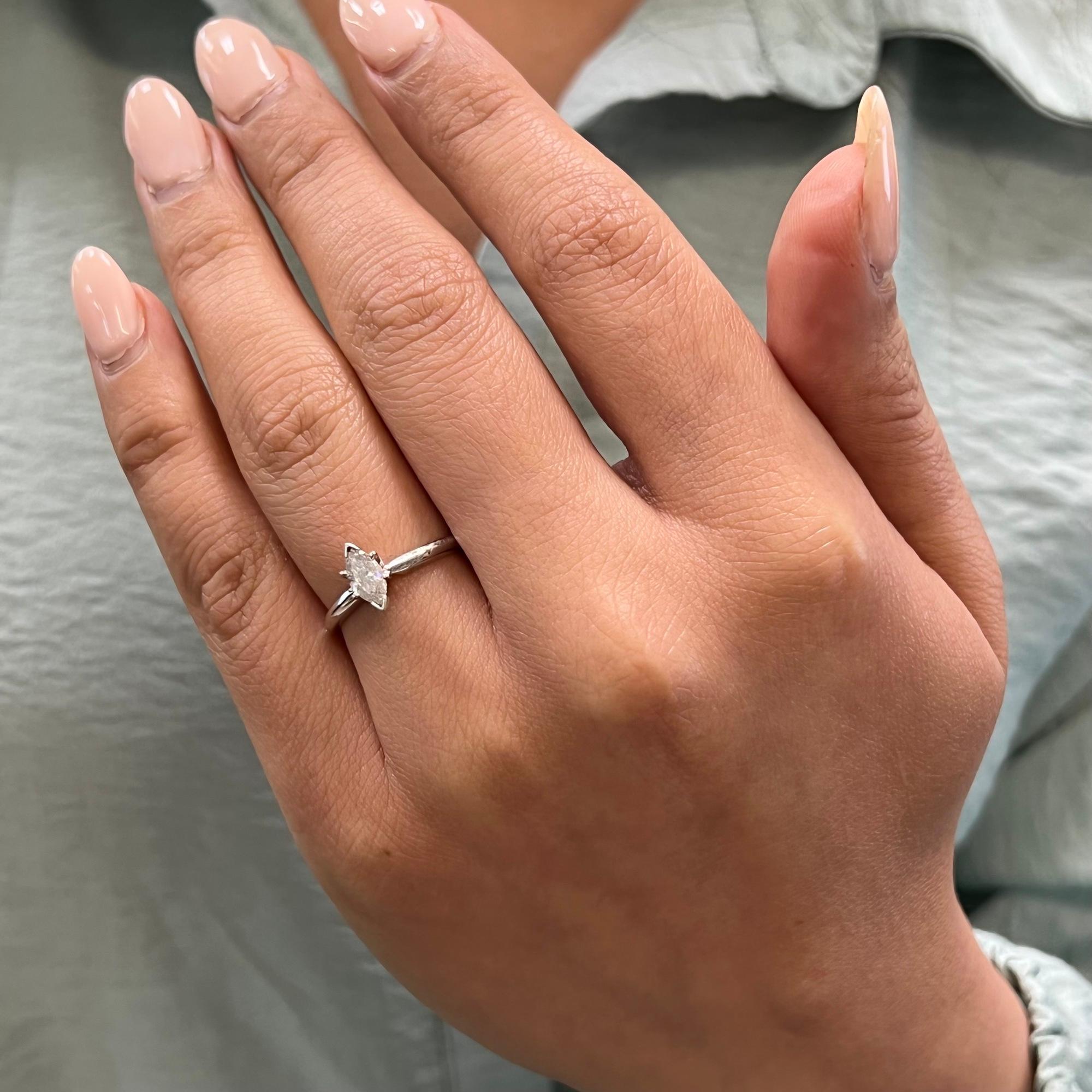 Women's Rachel Koen Marquise Cut Diamond Engagement Ring 14K Gold 0.47Cttw For Sale