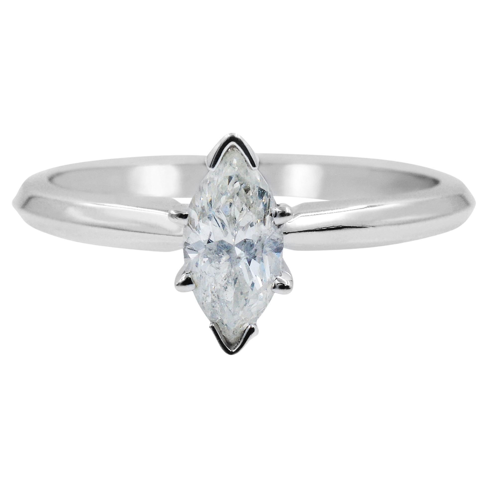 Rachel Koen Marquise Cut Diamond Engagement Ring 14K Gold 0.47Cttw For Sale