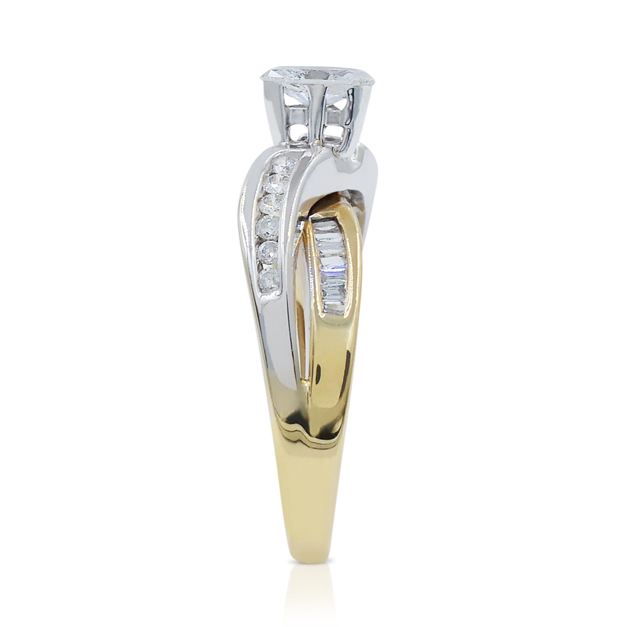 Rachel Koen Marquise Cut Diamond Engagement Ring Set 14K Yellow Gold 1.05Cttw For Sale 2