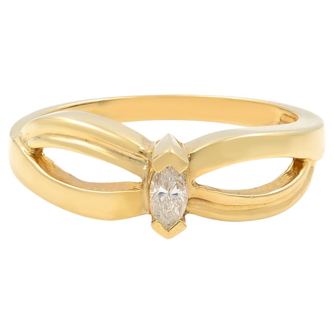 Rachel Koen Marquise Cut Diamond Ladies Ring 14K Yellow Gold 0.12Cttw For Sale