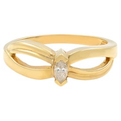 Rachel Koen Bague pour femme en or jaune 14 carats avec diamants taille marquise 0,12 carat poids total