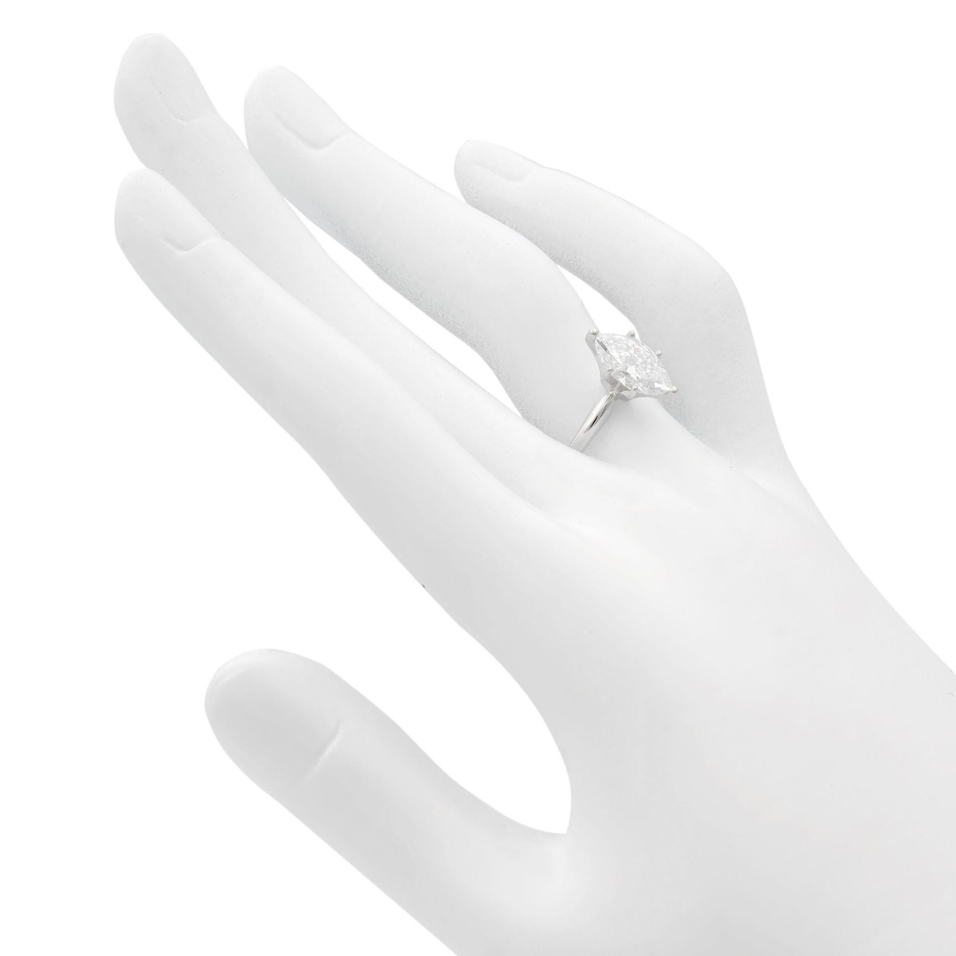 Modern Rachel Koen Marquise Diamond Solitaire Engagement Ring 14K White Gold 1.61cttw For Sale