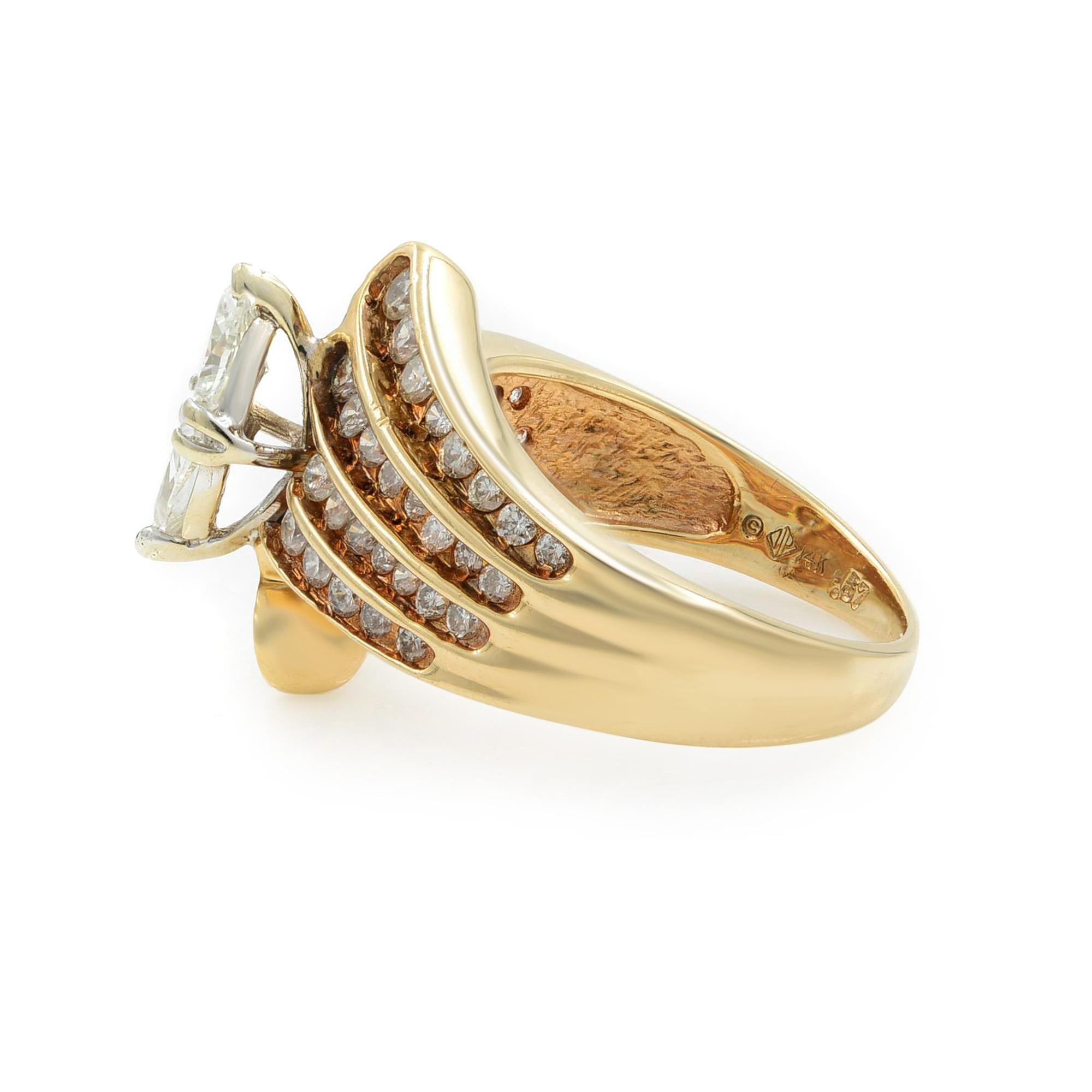 Modern Rachel Koen Marquise Illusion Diamond Engagement Ring 14K Gold 1.75 Cttw SZ 6.75 For Sale