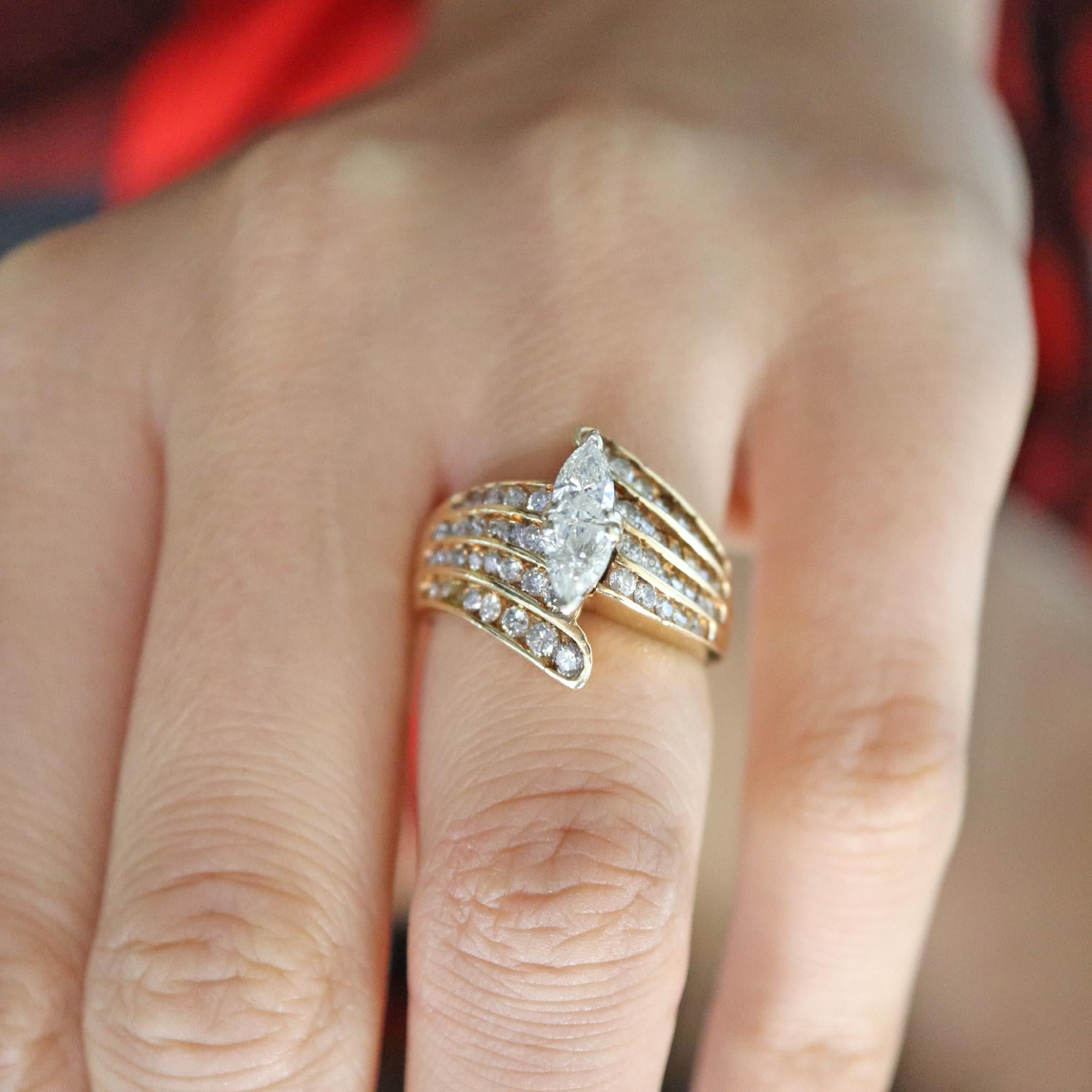 Rachel Koen Marquise Illusion Diamond Engagement Ring 14K Gold 1.75 Cttw SZ 6.75 For Sale 1