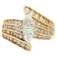 Rachel Koen Bague de fiançailles en or 14 carats avec diamants taille marquise de 1,75 carat poids total SZ 6,75 carats