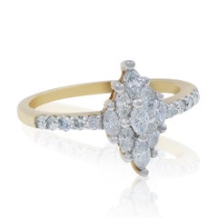 Rachel Koen Marquise Round Cut Diamond Ring 14K Yellow Gold 1.13 cttw Size 7