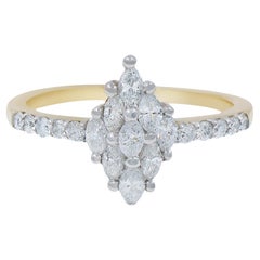 Rachel Koen Marquise Round Cut Diamond Ring 14K Yellow Gold 1.13 cttw Size 7