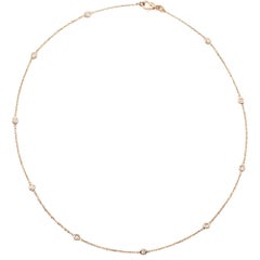 Rachel Koen Natural Diamond by the Yard Necklace 14K Rose Gold 0.61cttw