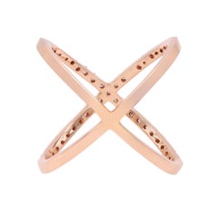 Rachel Koen Natural Diamond X Ring 14K Rose Gold 0.56cttw