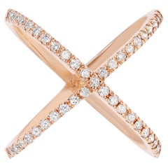Rachel Koen Bague en or rose 14 carats avec diamants naturels 0,56 carat