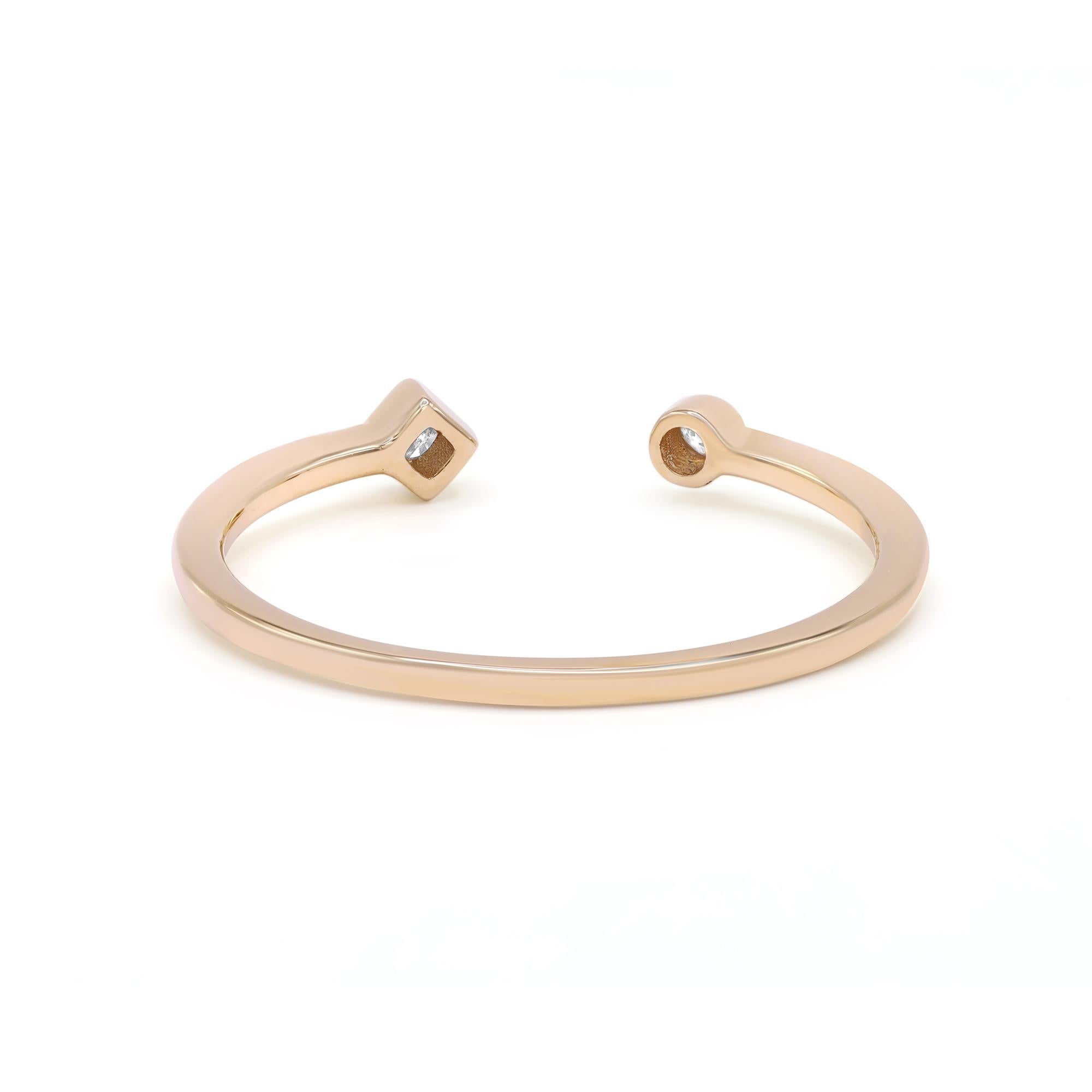 Modern Rachel Koen Open Shank Diamond Ring 14K Yellow Gold 0.04cttw For Sale