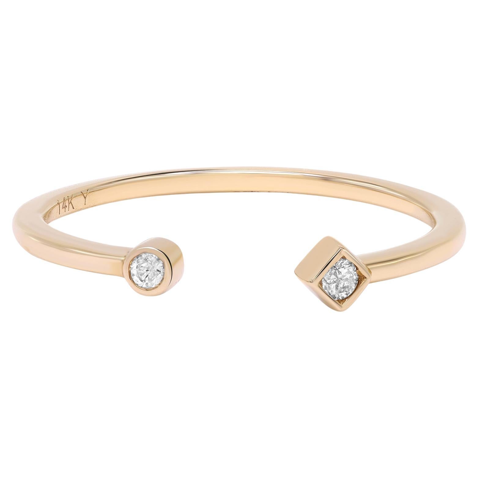 Rachel Koen Open Shank Diamond Ring 14K Yellow Gold 0.04cttw For Sale