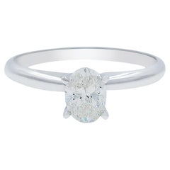 Rachel Koen Oval Cut Solitaire Diamond Engagement Ring 14K White Gold 0.59Cttw