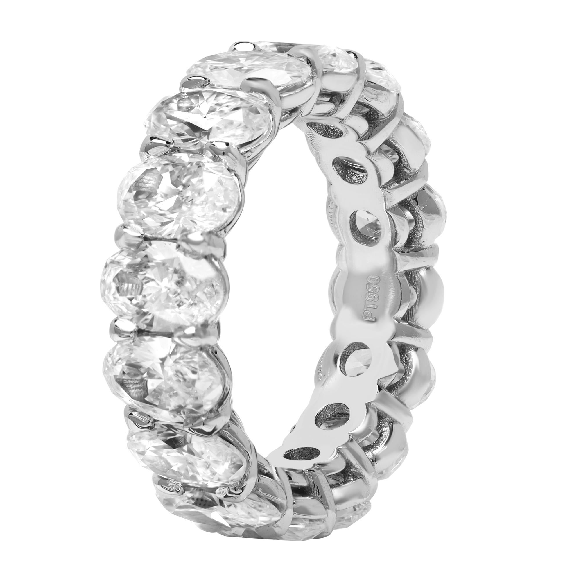 Modern Rachel Koen Oval Diamond Eternity Band Ring Platinum 6.77cttw For Sale