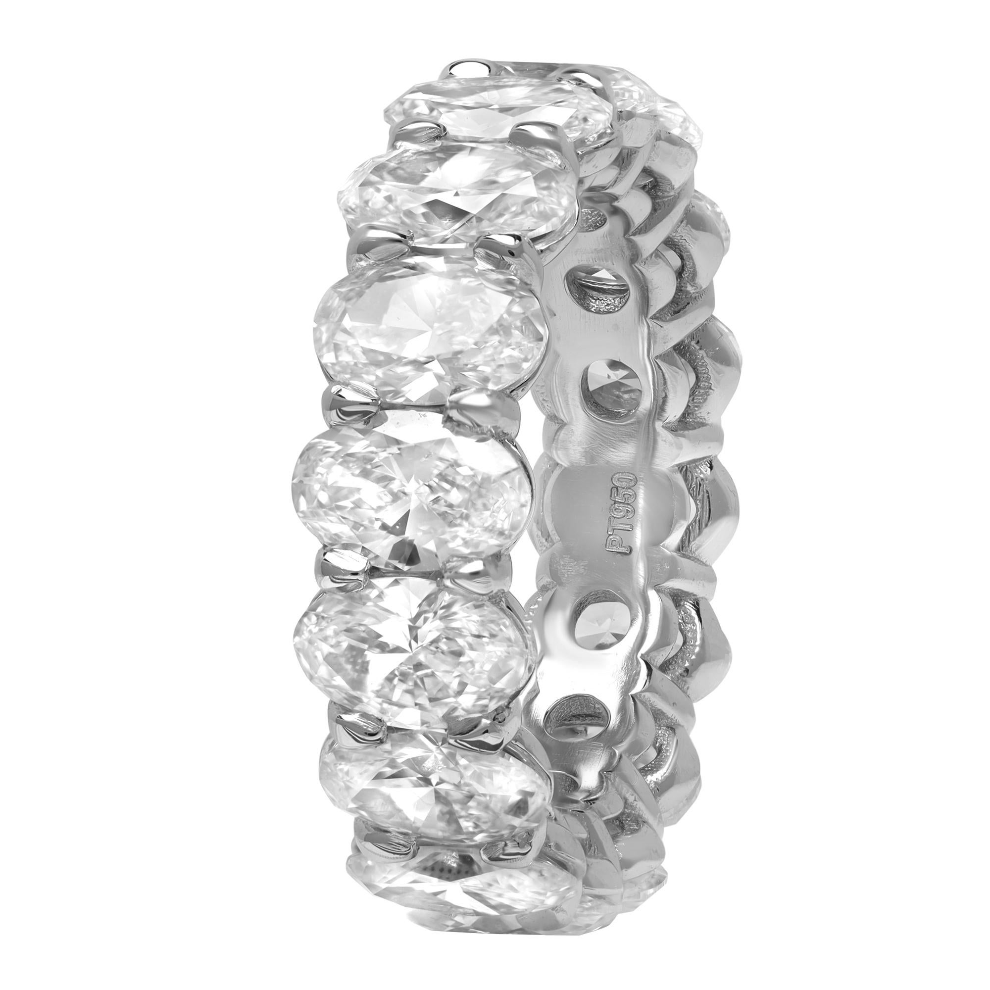 Rachel Koen Oval Diamond Eternity Band Ring Platinum 6.77cttw In New Condition For Sale In New York, NY
