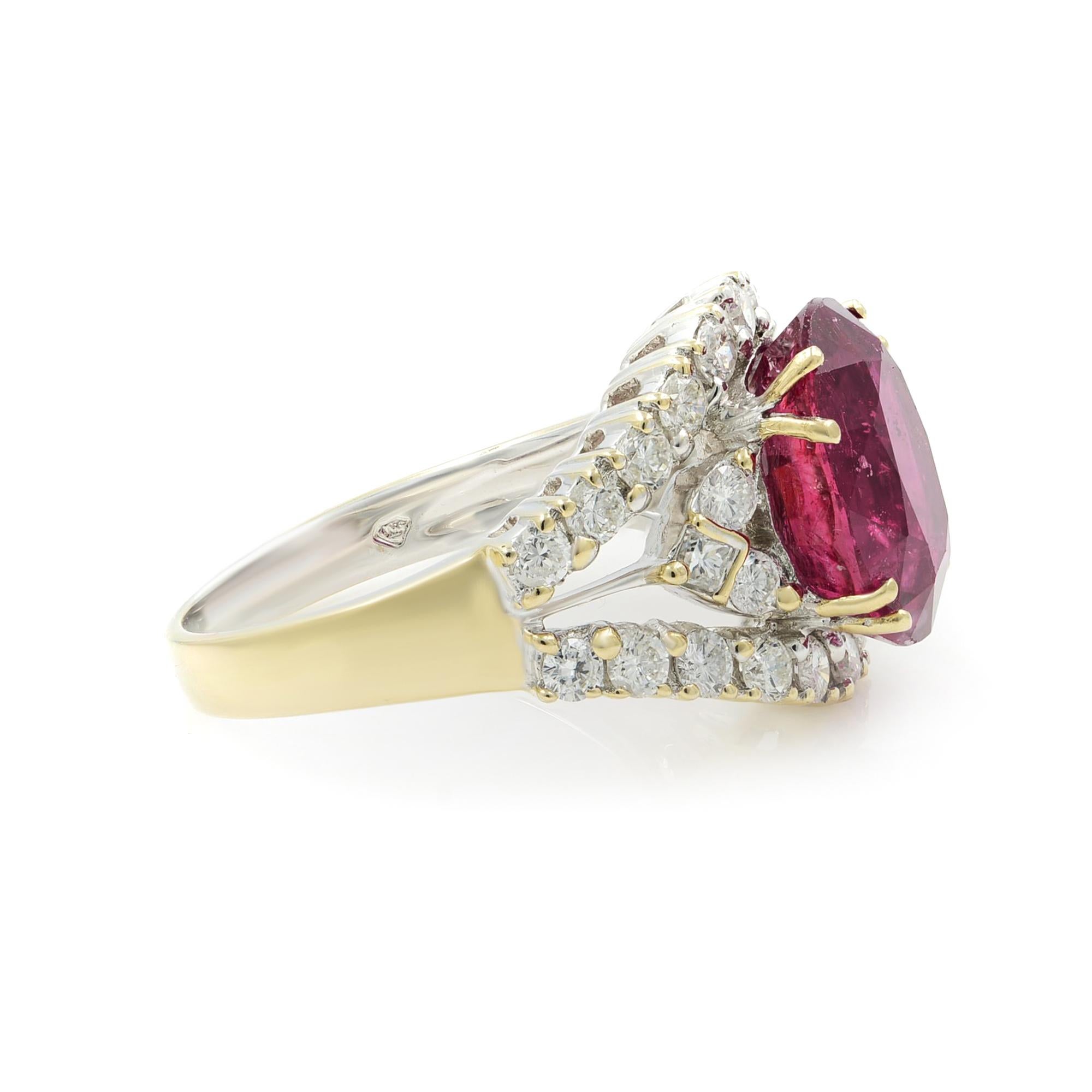 Oval Cut Rachel Koen Oval Ruby and Diamond Cocktail Ring 18k White Gold 6.4cttw For Sale