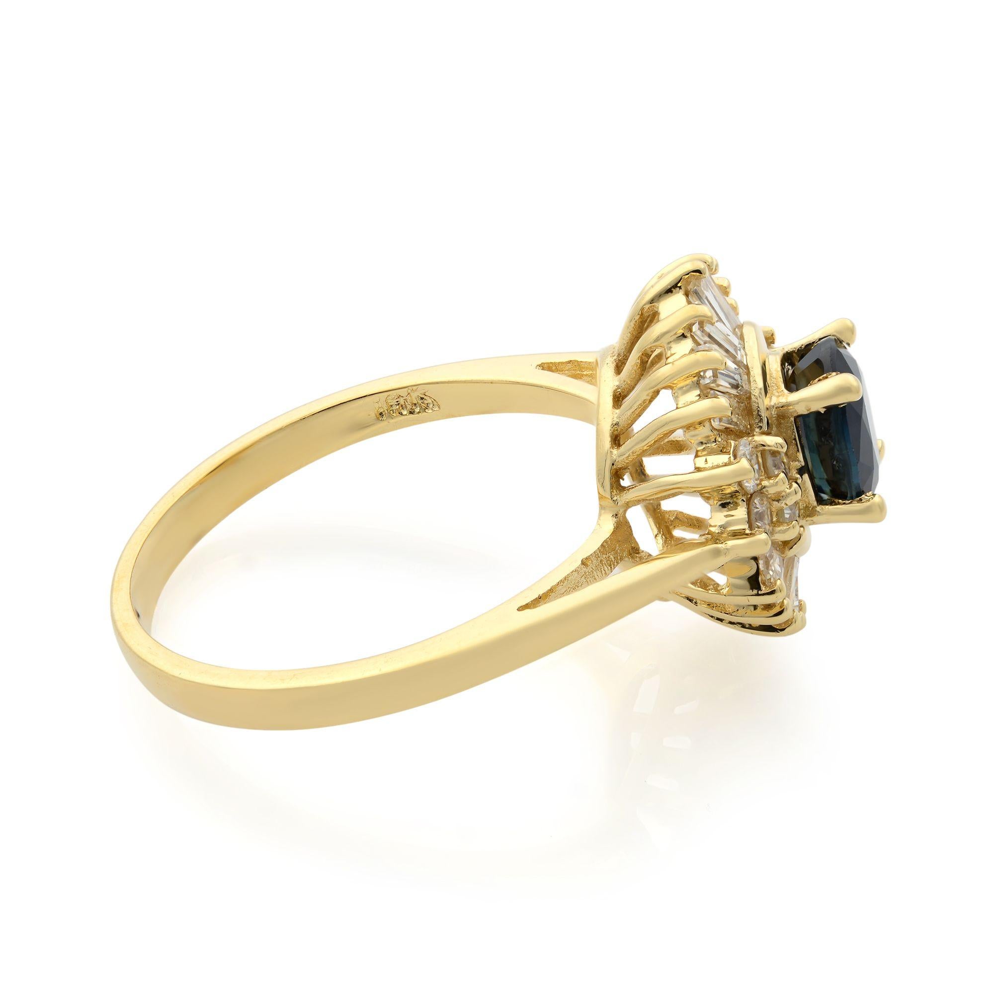 Modern Rachel Koen Oval Sapphire Diamond Engagement Ring 14k Yellow Gold For Sale