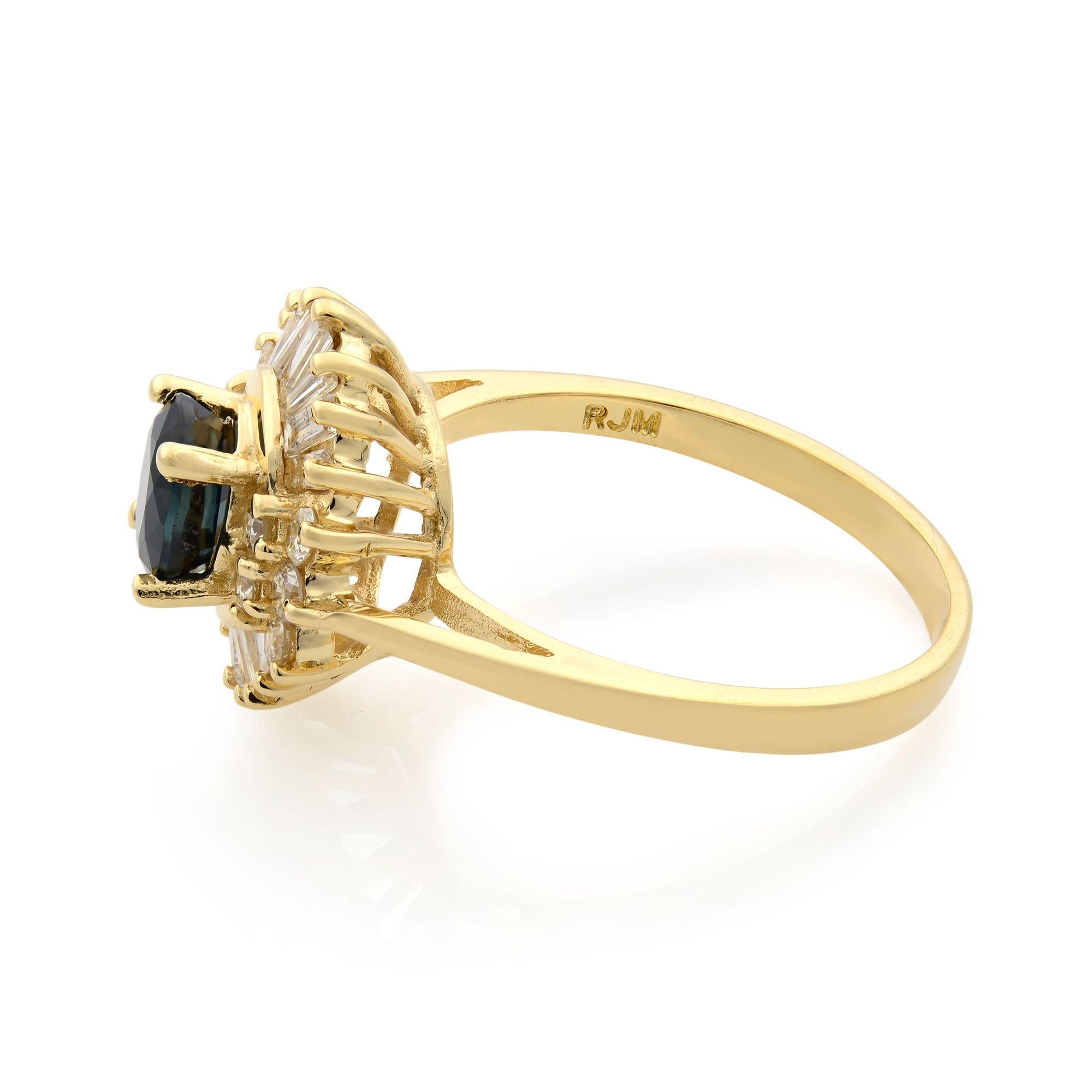 Oval Cut Rachel Koen Oval Sapphire Diamond Engagement Ring 14k Yellow Gold For Sale