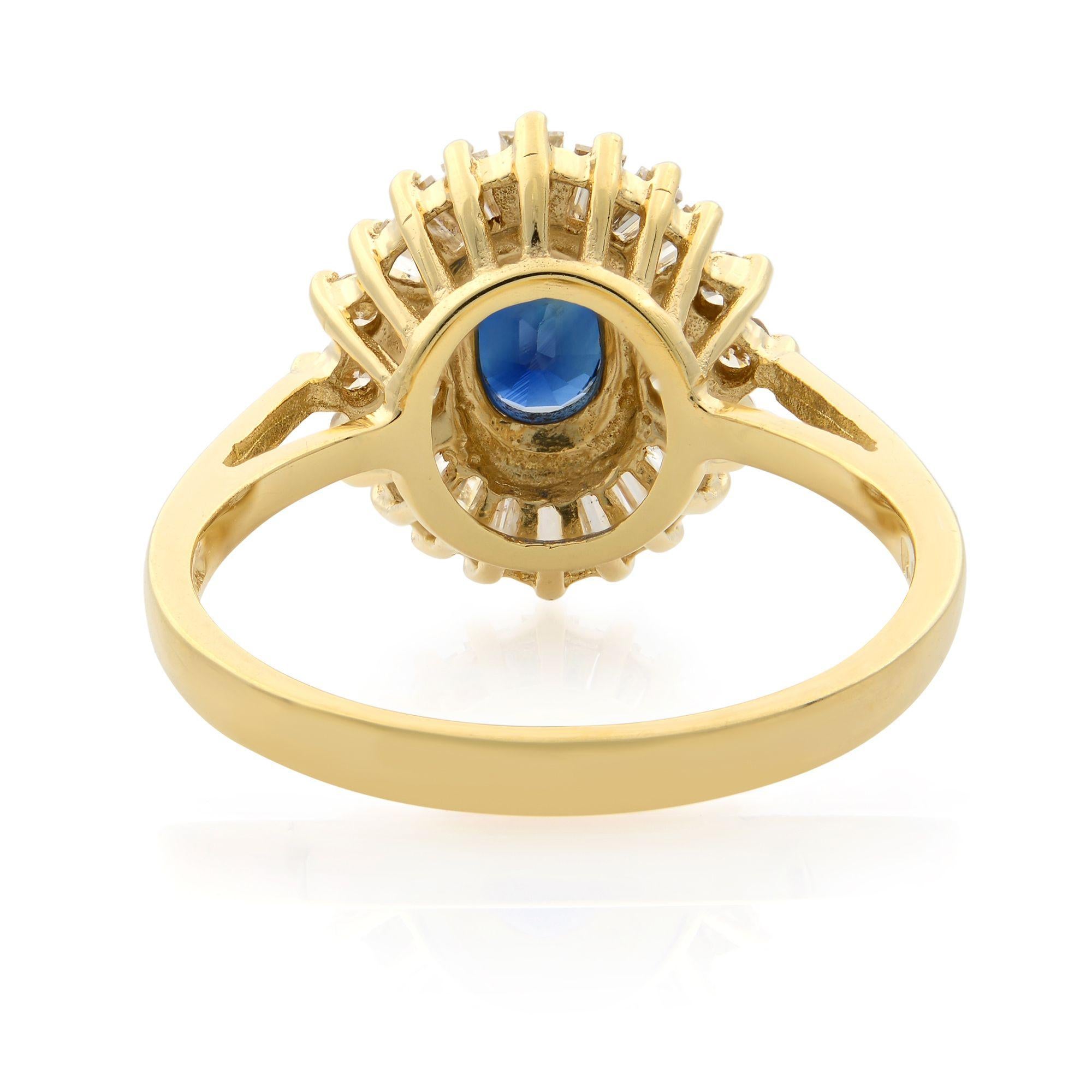 Rachel Koen Oval Sapphire Diamond Engagement Ring 14k Yellow Gold In New Condition For Sale In New York, NY