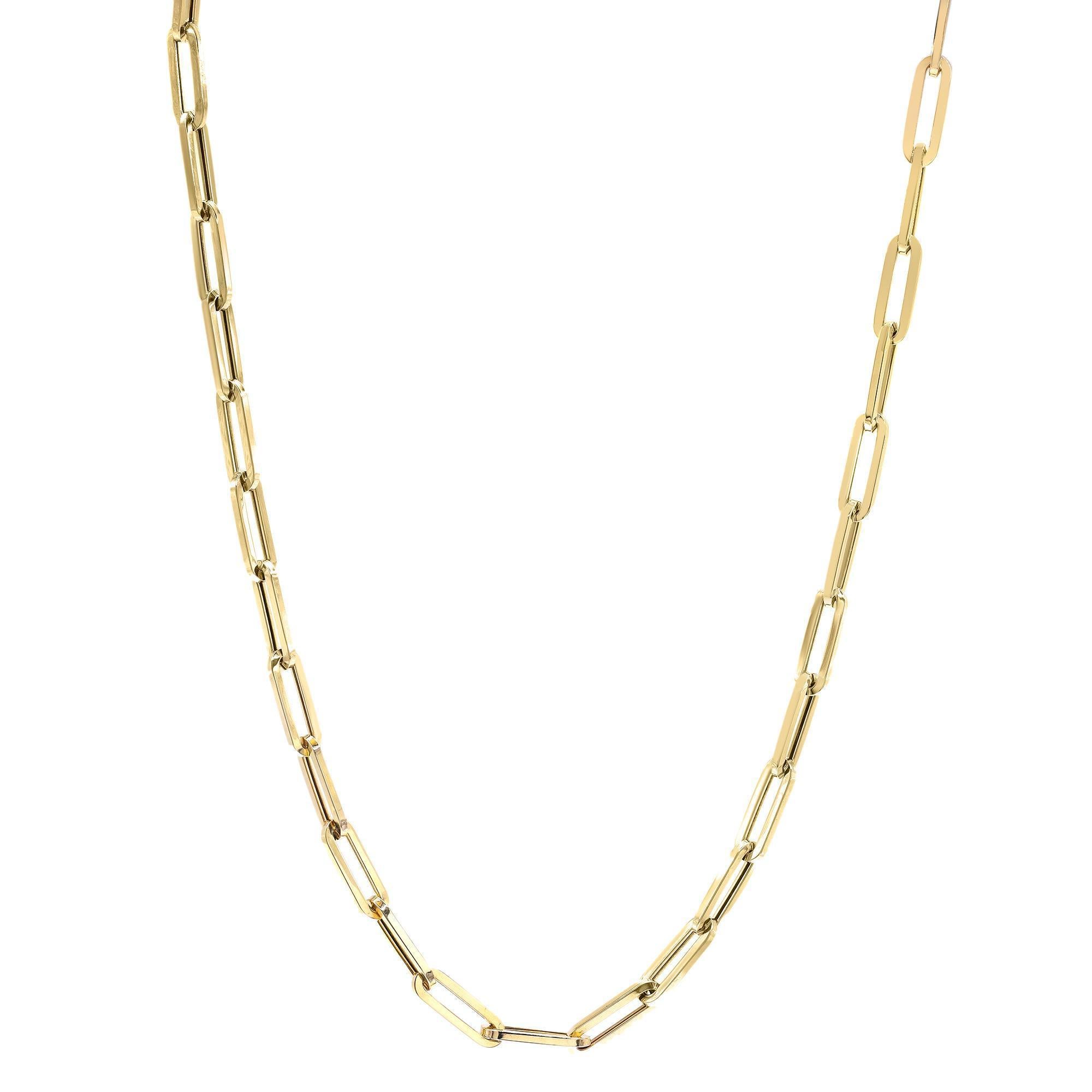 Rachel Koen Papierklammer-Gliederkette Halskette 14K Gelbgold im Zustand „Neu“ im Angebot in New York, NY
