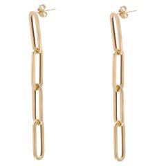 Rachel Koen Paper Clip Link Drop Ladies Earrings 14K Yellow Gold