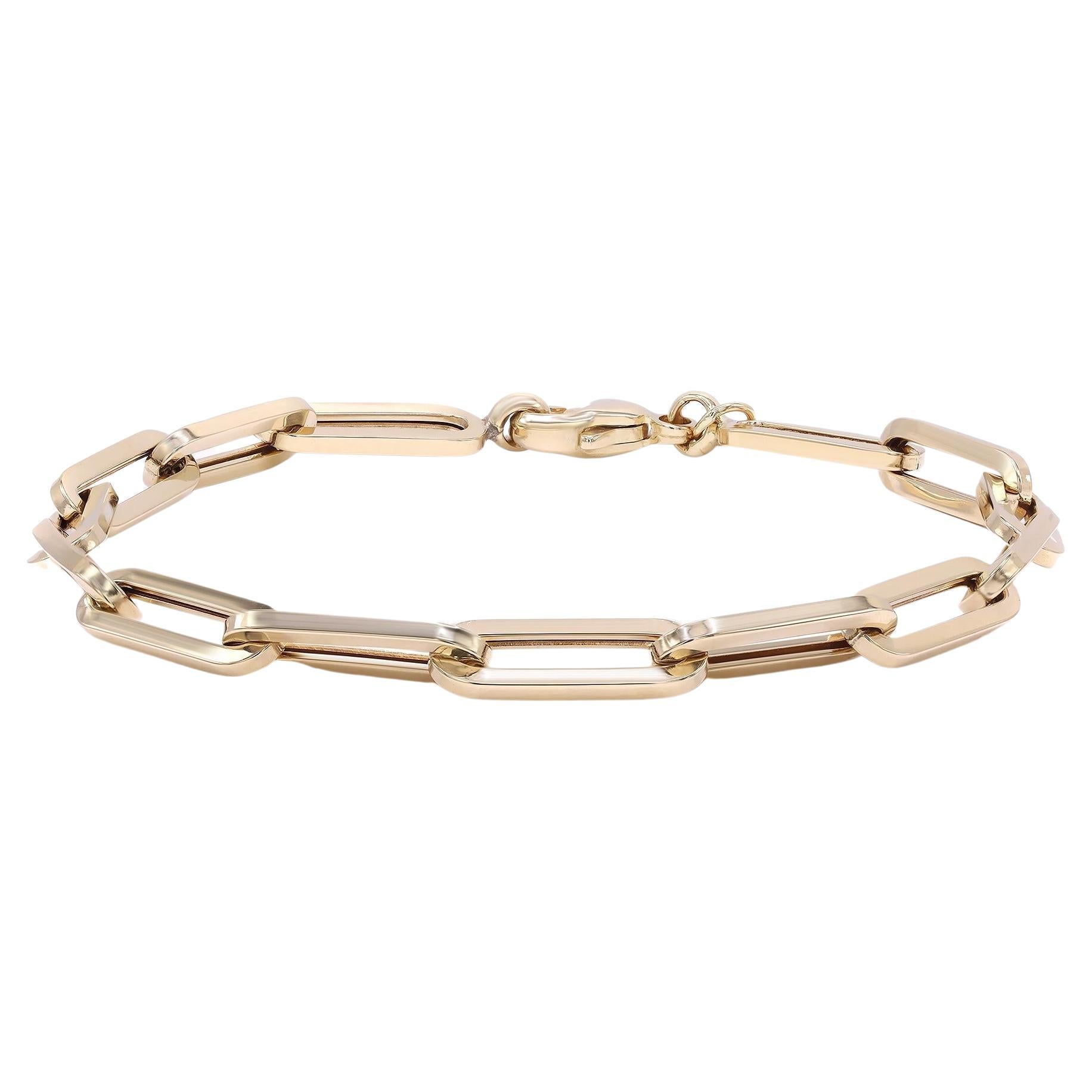 14 Karat Yellow Gold Link Paperclip Chain Bracelet 1.7 g at 1stDibs