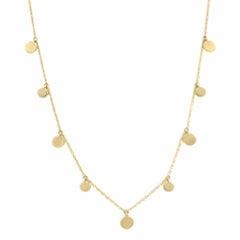 Rachel Koen Pave Diamond Circle Disc Necklace 14K Yellow Gold 0.12cttw 16 Inches