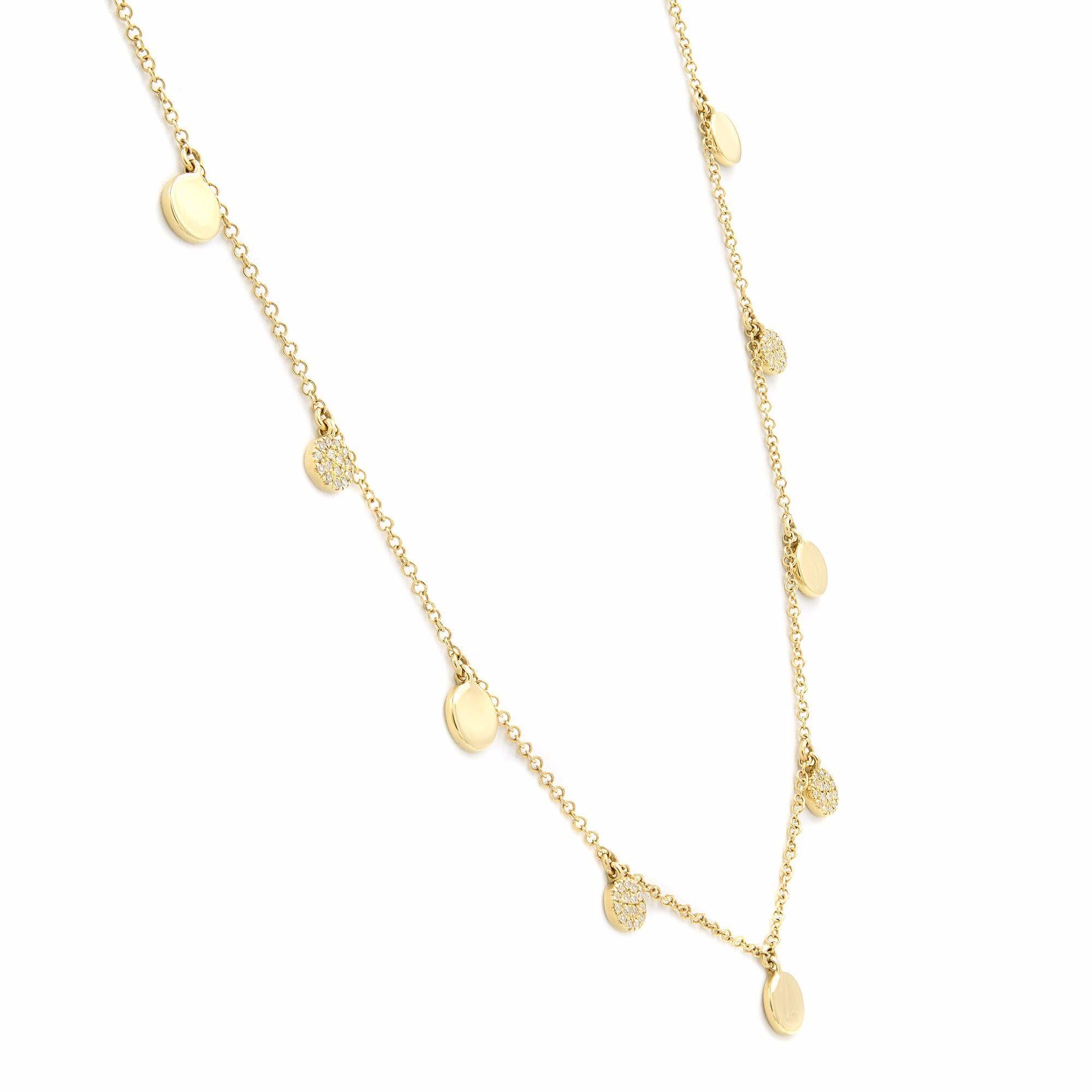 Rachel Koen Pave Diamant-Halskette mit Kreisscheiben aus 14K Gelbgold 0,12cttw 16 Zoll im Zustand „Neu“ im Angebot in New York, NY