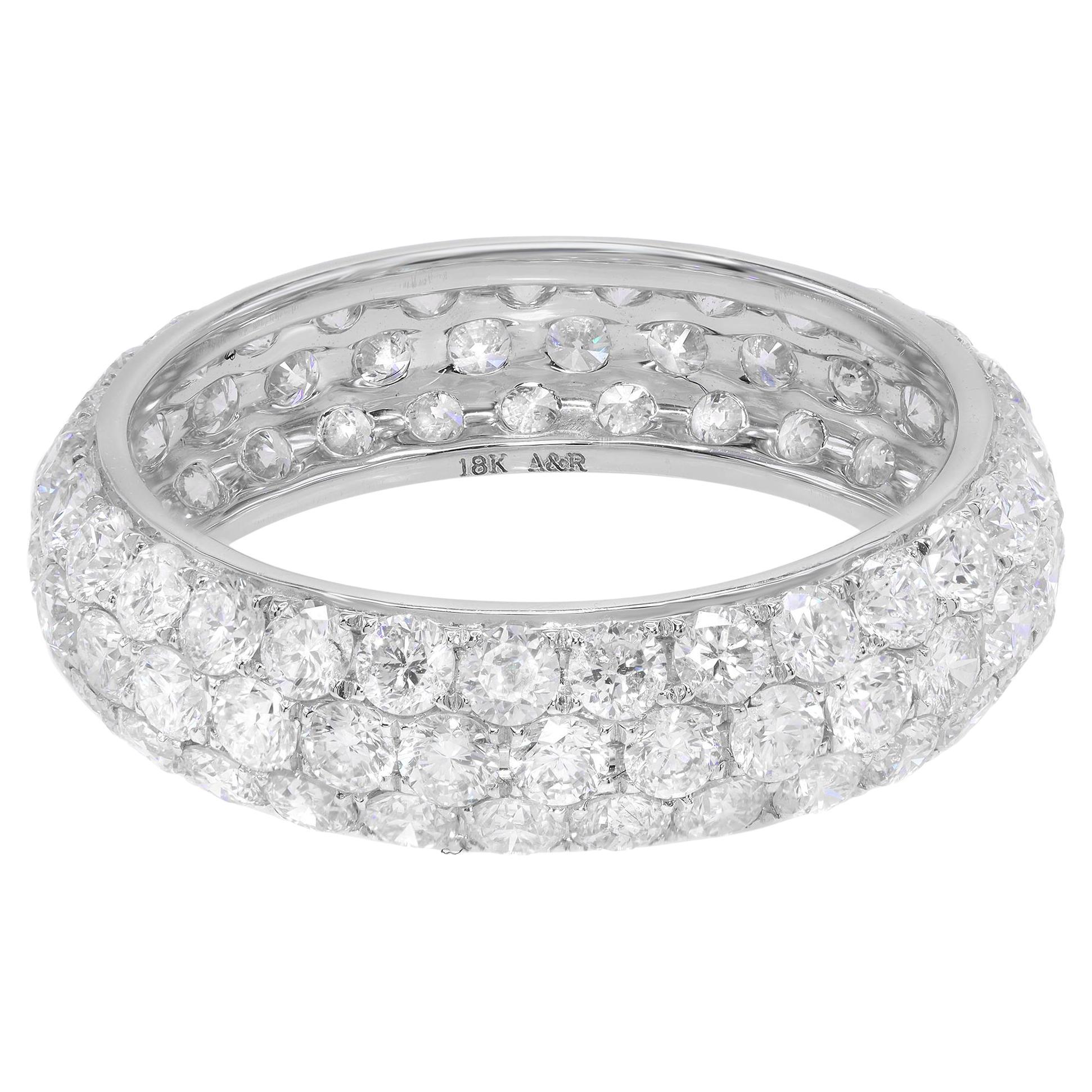 Rachel Koen 18k White Gold Pave Diamond Wedding Band Ring 0.65 cttw For ...