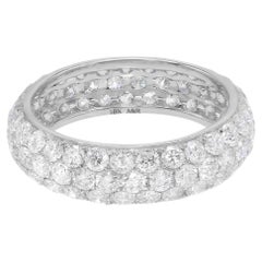 Rachel Koen Pave Diamond Eternity Wedding Band Ring 18K White Gold 3.22cts