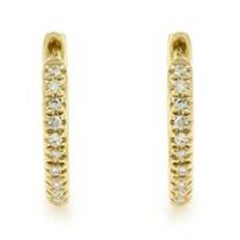 Rachel Koen Pave Diamond Huggie Earrings 14K Yellow Gold 0.08Cttw