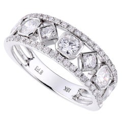 Rachel Koen Bague pour femme en or blanc 18 carats avec pavé de diamants 1,15 carat poids total