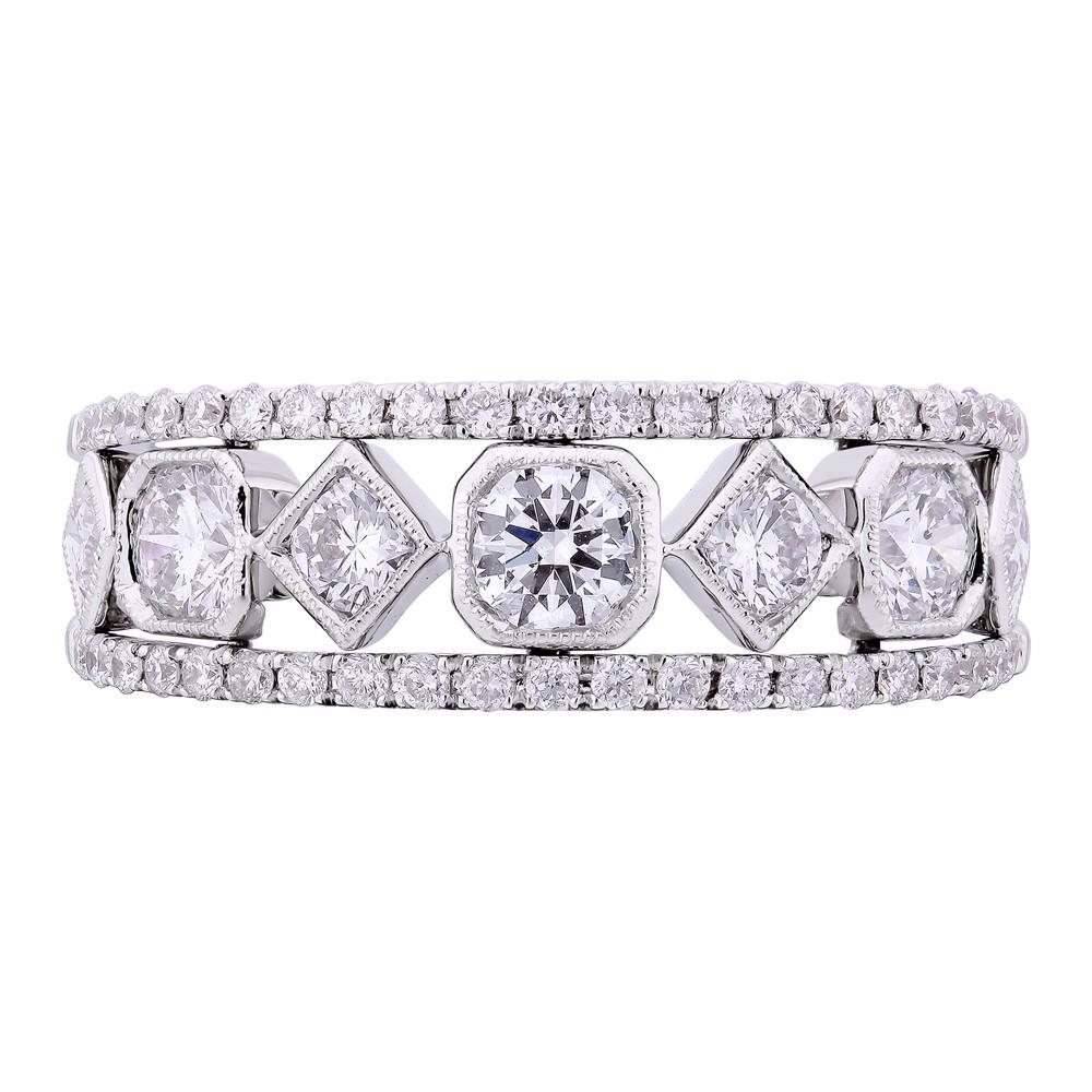 While the design of wedding rings is becoming more modern in many cases, the tradition and symbolism of the ring is as strong today as it’s ever been. Presenting a luxury and elegant design with this sparkling 18K white gold band which is