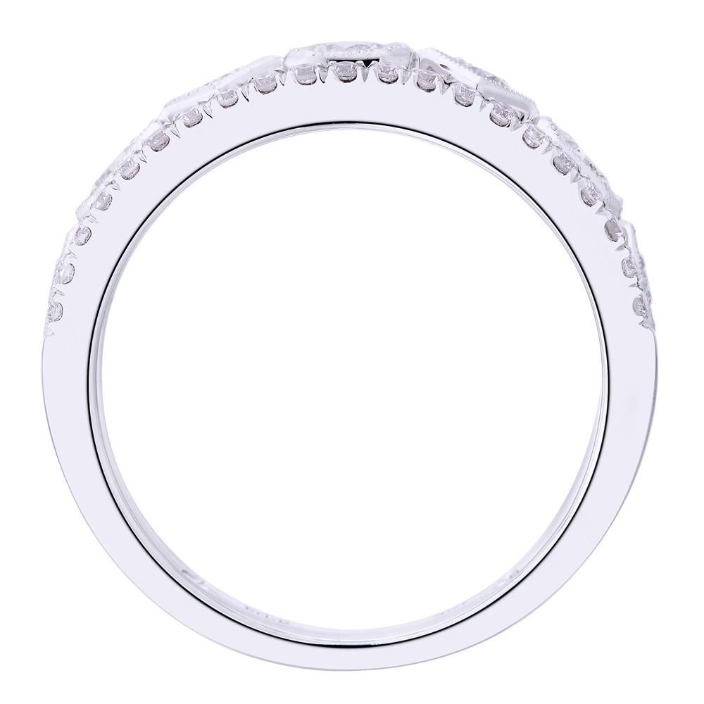 Modern Rachel Koen Pave Diamond Ladies Ring 18K White Gold 1.15cttw For Sale