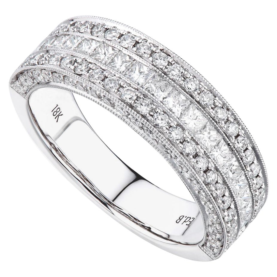 Rachel Koen Bague pour femme en or blanc 18K avec diamants pavés 1,40cttw