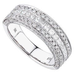 Rachel Koen Bague pour femme en or blanc 18K avec diamants pavés 1,40cttw
