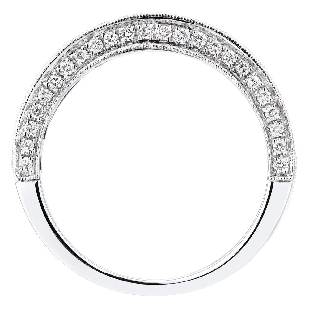Modern Rachel Koen Pave Diamond Ladies Ring 18K White Gold 1.40cttw For Sale