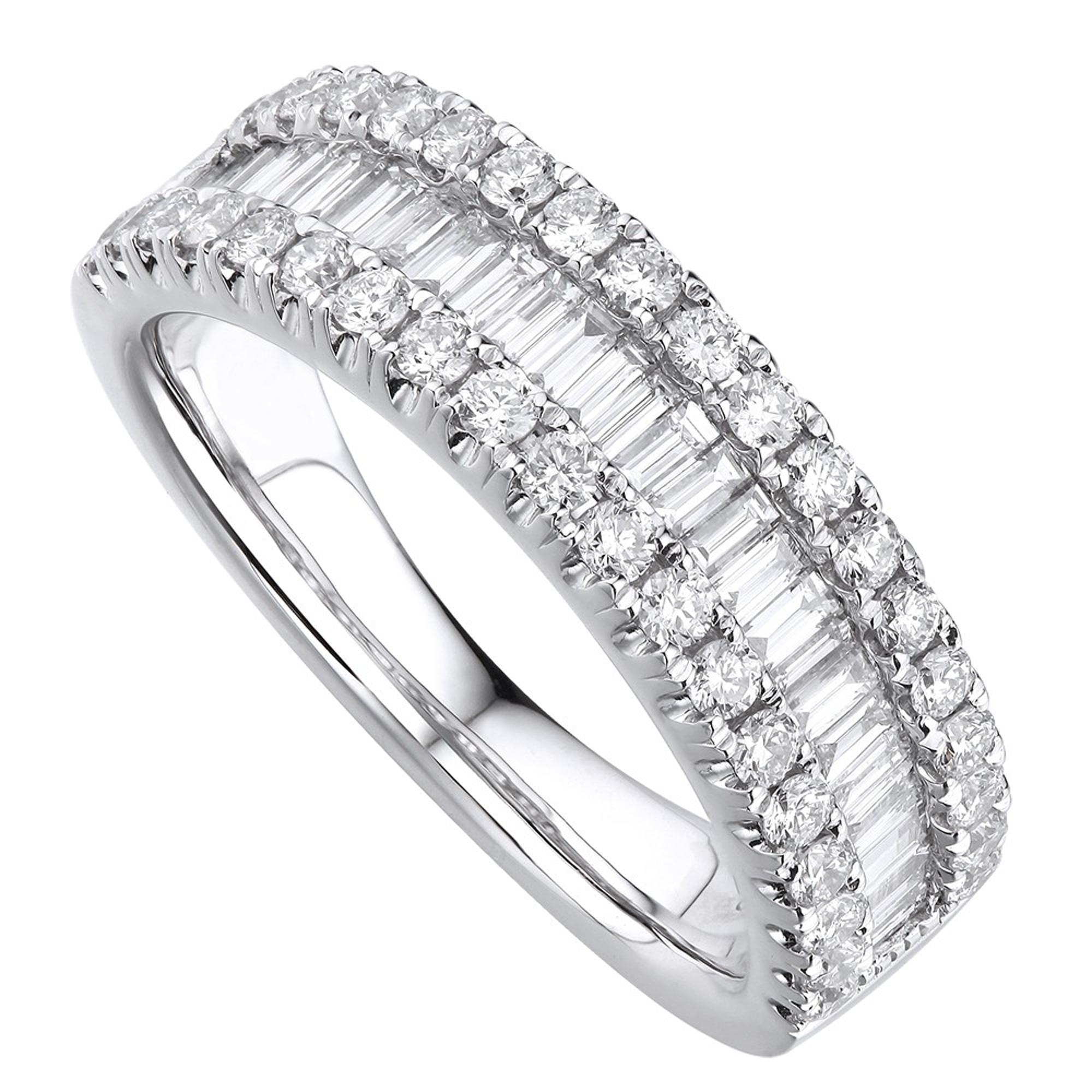 Modern Rachel Koen Pave Diamond Ladies Ring Platinum 1.15cttw For Sale